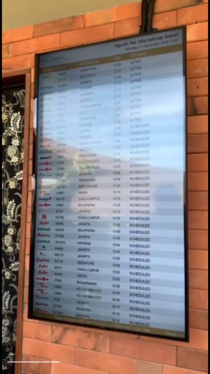 Flight Schedule TV New 3 Modes Update for Talaga Sampireun Restaurant