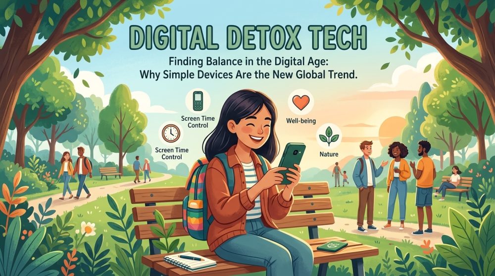 Cover artikel tentang Digital Detox Tech dan tren HP sederhana untuk hidup seimbang