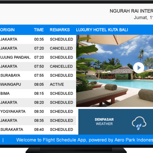 Harris Hotel Kuta Tuban Aktif Menggunakan Flight Schedule TV sejak Bulan Agustus 2022