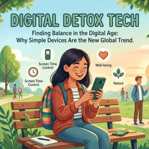 Cover artikel tentang Digital Detox Tech dan tren HP sederhana untuk hidup seimbang