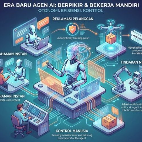 Ilustrasi cara kerja Agen AI mandiri dalam ekosistem teknologi